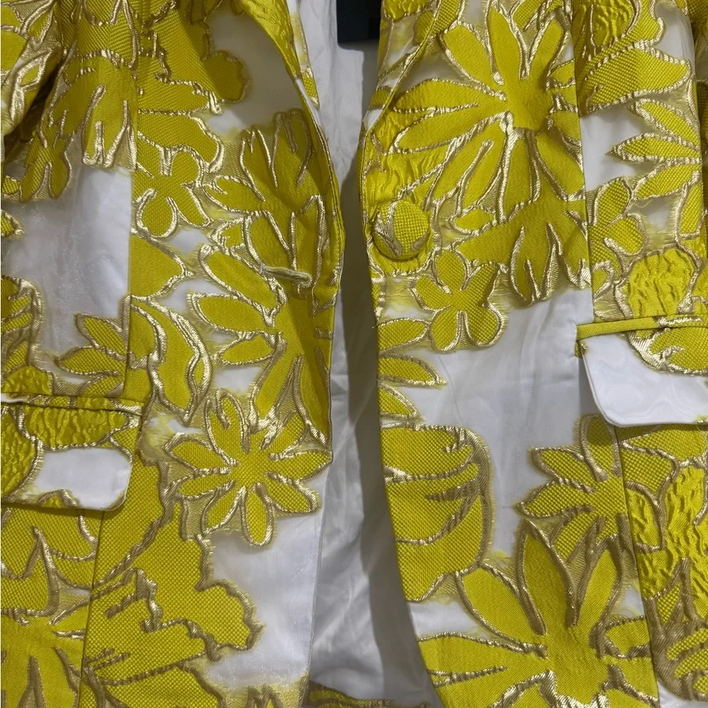 Fashion Nova Poppy Embroidered Yellow Blazer NWT - Picture 10 of 11